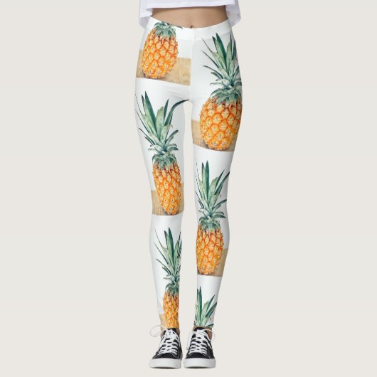 Funky Bleek Geel Geel Geel Geel Leggings Ananas (Voorkant)