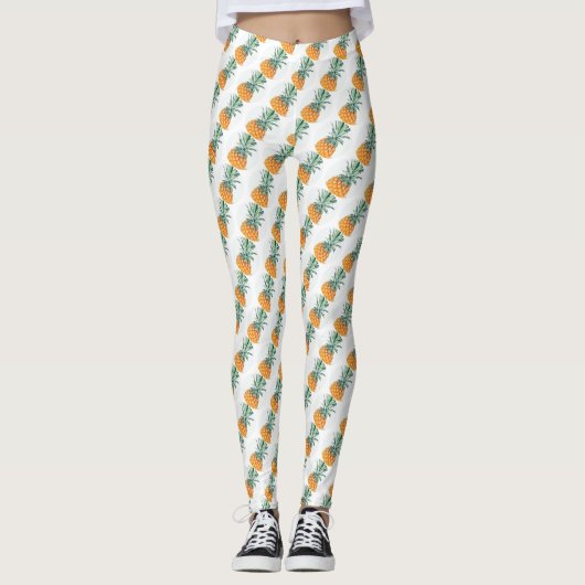 Funky Bleek Geel Geel Geel Geel Leggings Ananas (Voorkant)