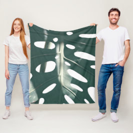 Funky Bleek Green Swiss Cheese Plant Fleece Deken