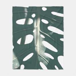 Funky Bleek Green Swiss Cheese Plant Fleece Deken