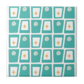 Funky Blocks 2, Blauwgroen en Oranje Tegeltje (Voorkant)