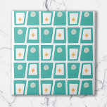 Funky Blocks 2, Blauwgroen en Oranje Tegeltje<br><div class="desc">Neem een reis terug in de tijd met dit ontwerp met blokken en sterren geïnspireerd door het Midden-Oosten en het Atoomtijdperk. Ideaal voor degenen die van retro en  stijl houden. Het is ook een groot geschenk voor Birthdays en Kerstmis.</div>