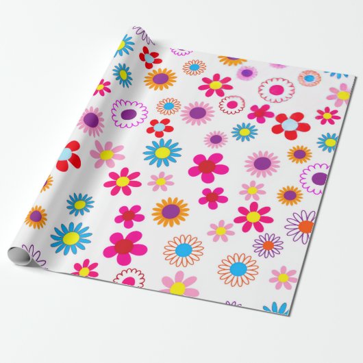 Funky bloem wrapping papier (Uitgerold)