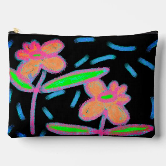 Funky Bloemen Abstracte Kunst Ritssluiting Zak Etui (Voorkant)