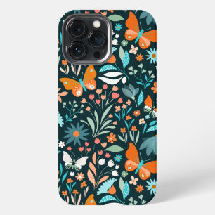 Funky Bloemen en Vlinders iPhone 13 Pro Max Hoesje