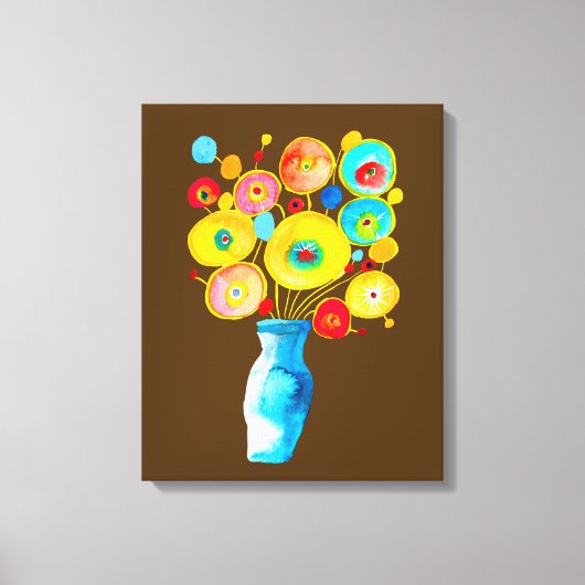 Funky bloemen illustratie canvas afdruk (Voorkant)