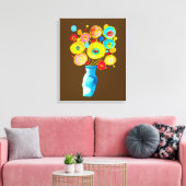 Funky bloemen illustratie canvas afdruk (Insitu (Woonkamer))