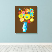 Funky bloemen illustratie canvas afdruk (Insitu (Houten vloer))