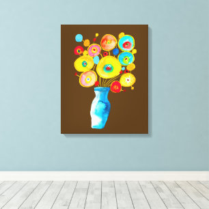 Funky bloemen illustratie canvas afdruk