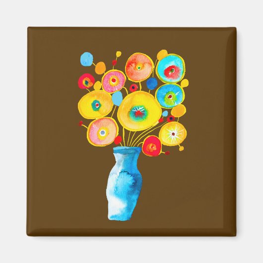 Funky bloemen illustratie magneet (Voorkant)