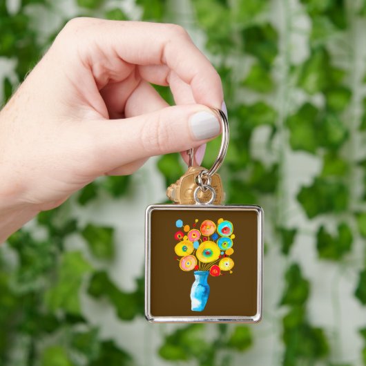 Funky bloemen illustratie sleutelhanger (Hand)