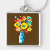 Funky bloemen illustratie sleutelhanger (Voorkant)