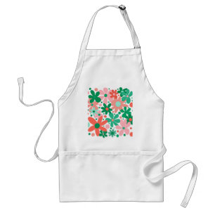 Funky bloemen in groen, perzik & koraal standaard schort