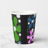 Funky bloemen in groen, roze en blauw papieren bekers (Links)