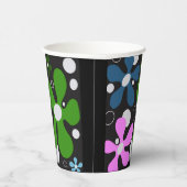 Funky bloemen in groen, roze en blauw papieren bekers (Rechts)