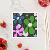Funky bloemen in groen, roze en blauw servet (Insitu)