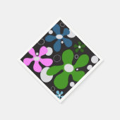 Funky bloemen in groen, roze en blauw servet (Hoek)