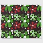 Funky bloemen in rood en groen cadeaupapier (Vlak)