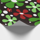 Funky bloemen in rood en groen cadeaupapier (Hoek)