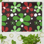 Funky bloemen in rood & groen Kerstmis Theedoek (Gevouwen)