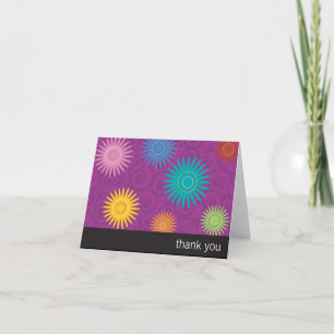Funky Bloemen op Paars danken u kaarden Bedankkaart