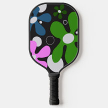 Funky bloemen op pickleball paddle