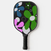 Funky bloemen op pickleball paddle (Achterkant)