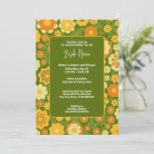 Funky Bloemen - Retro Bruiloftsfeest Kaart (Staand voorkant)