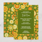 Funky Bloemen - Retro Bruiloftsfeest Kaart (Voorkant / Achterkant)