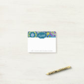 Funky Bloemmotief met Aangepaste Naam Post-it® Notes (Op bureau)