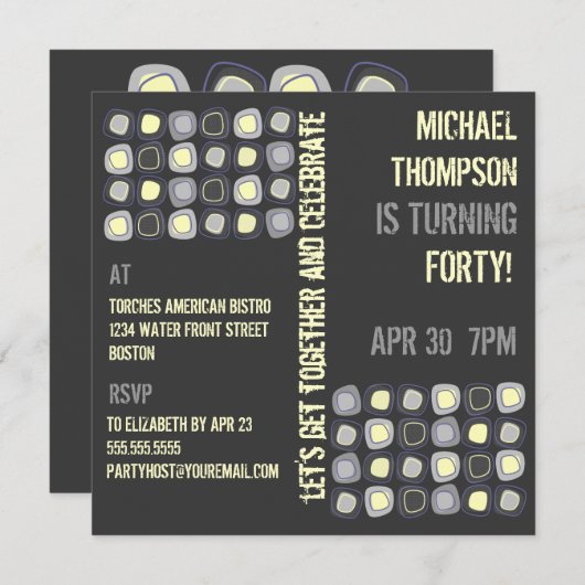 Funky Blokken Volwassenpartij Uitnodiging (Voorkant / Achterkant)