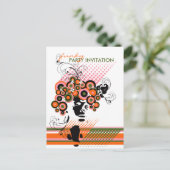 Funky Bloom Hair *01 Party Invitation Briefkaart (Staand voorkant)