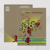 Funky Bloom Hair *02 Party Invitation Briefkaart (Voorkant / Achterkant)