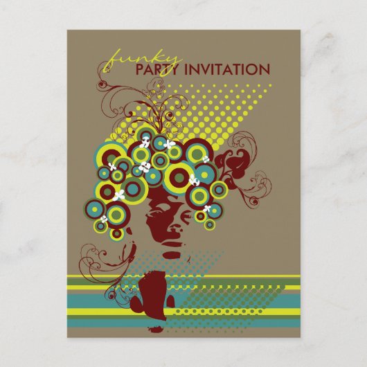 Funky Bloom Hair *02 Party Invitation Briefkaart (Voorkant)