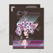 Funky Bloom Hair *03 Party Invitation Briefkaart (Voorkant / Achterkant)