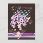 Funky Bloom Hair *03 Party Invitation Briefkaart (Voorkant)
