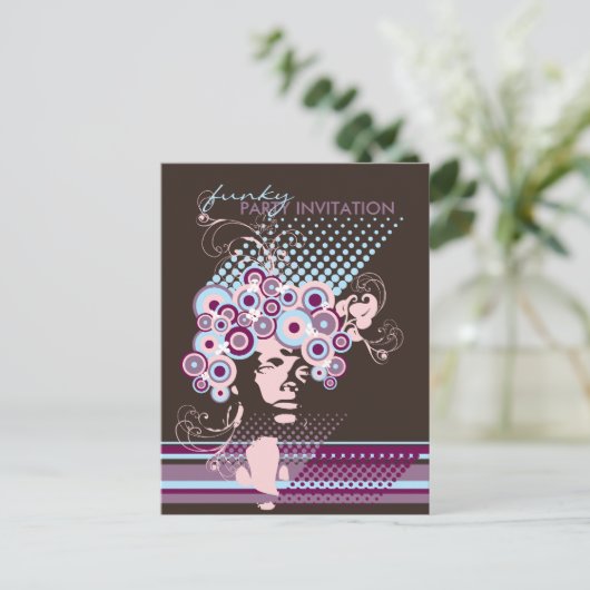Funky Bloom Hair *03 Party Invitation Briefkaart (Staand voorkant)