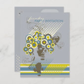 Funky Bloom Hair *04 Briefkaart van partijuitnodig (Voorkant / Achterkant)