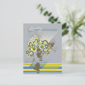 Funky Bloom Hair *04 Briefkaart van partijuitnodig (Staand voorkant)