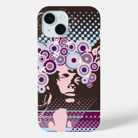 Funky Bloom Hair Floral Mod Circles Retro Abstract Case-Mate iPhone Case (Achterkant)