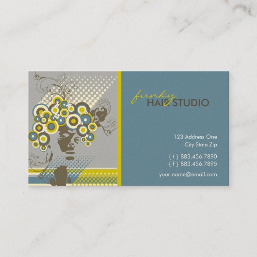 Funky Bloom Hair Floral Mod Circles Retro Abstract Visitekaartje (Voorkant)