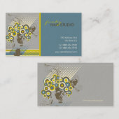 Funky Bloom Hair Floral Mod Circles Retro Abstract Visitekaartje (Voorkant / Achterkant)