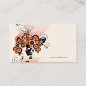 Funky Bloom Hair Floral Mod Circles Retro Abstract Visitekaartje (Achterkant)