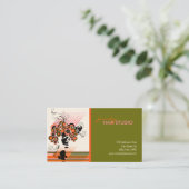 Funky Bloom Hair Floral Mod Circles Retro Abstract Visitekaartje (Staand voorkant)