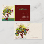 Funky Bloom Hair Floral Mod Circles Retro Abstract Visitekaartje (Voorkant / Achterkant)