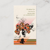 Funky Bloom Hair Floral Mod Circles Retro Abstract Visitekaartje (Achterkant)