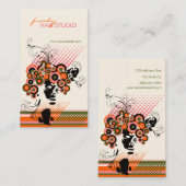 Funky Bloom Hair Floral Mod Circles Retro Abstract Visitekaartje (Voorkant / Achterkant)