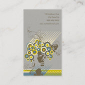 Funky Bloom Hair Floral Mod Circles Retro Abstract Visitekaartje (Achterkant)