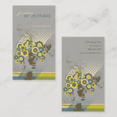 Funky Bloom Hair Floral Mod Circles Retro Abstract Visitekaartje (Voorkant / Achterkant)