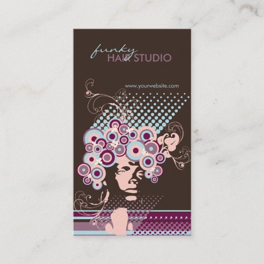 Funky Bloom Hair Floral Mod Circles Retro Abstract Visitekaartje (Voorkant)